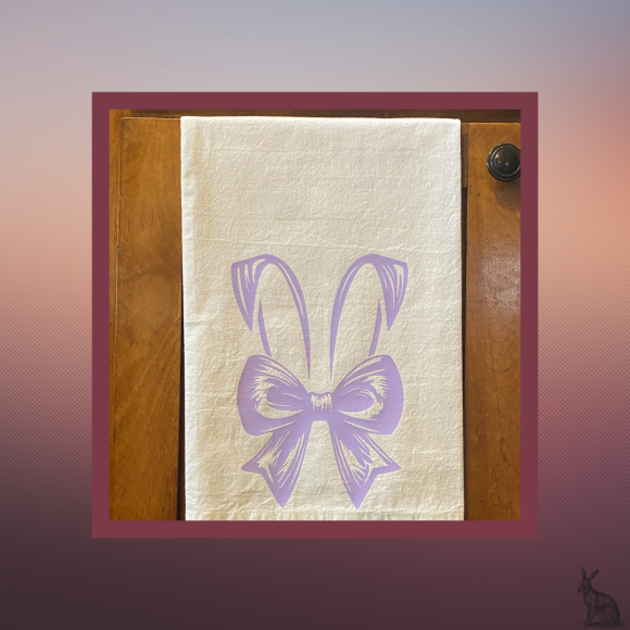 Pretty Bunny Spring Tea Towel in Lavender