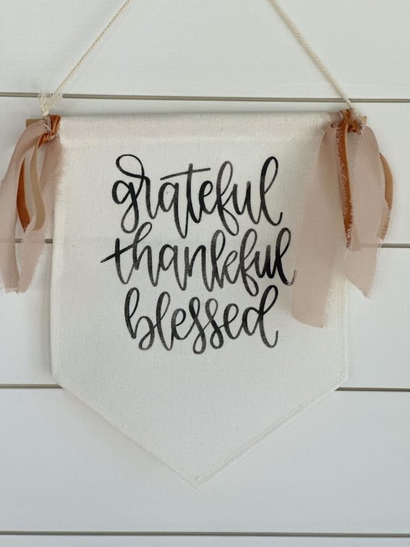 Handmade Grateful Thankful Blessed Canvas Pennant