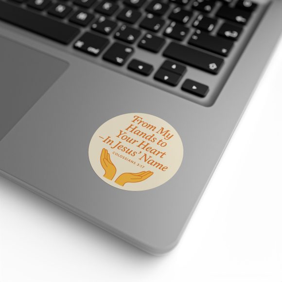 From My Hands To Your Heart – Round Sticker Roll for Small Christian Business Packaging - Image 5