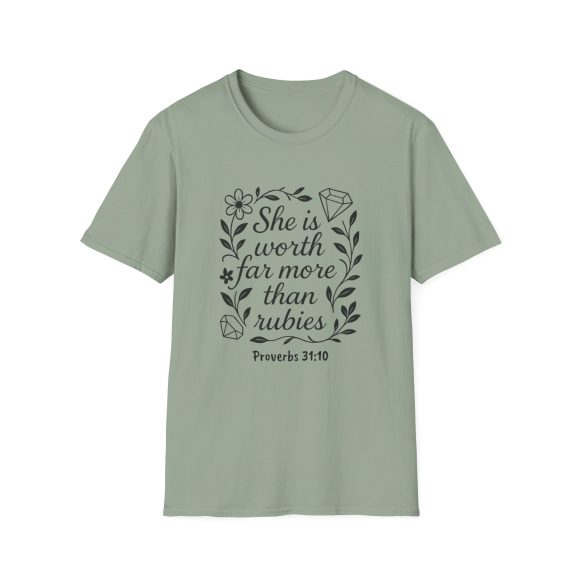 Personalized She is Worth More Than Rubies Softstyle T-Shirt - Image 50