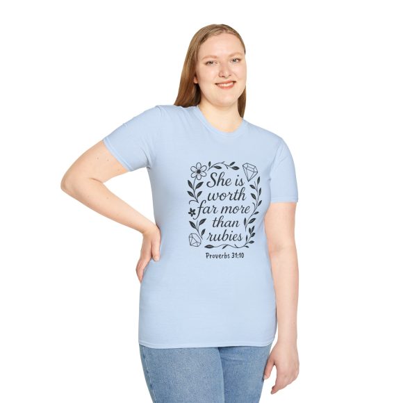 Personalized She is Worth More Than Rubies Softstyle T-Shirt - Image 62