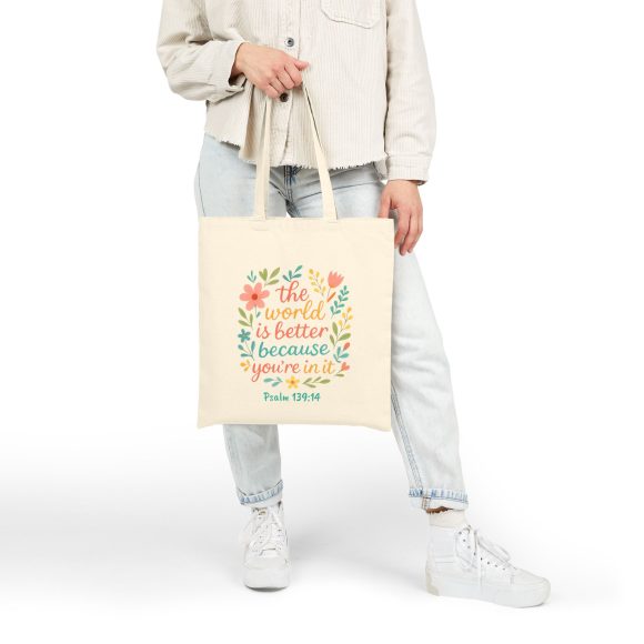 Personalized The World Is Better Because You’re In It Cotton Canvas Tote Bag - Image 12