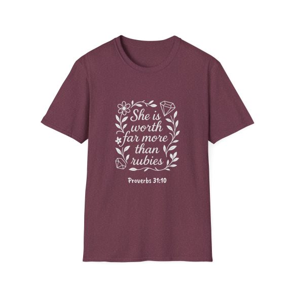 Personalized She is Worth More Than Rubies Softstyle T-Shirt - Image 106