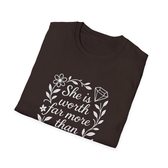 Personalized She is Worth More Than Rubies Softstyle T-Shirt - Image 85