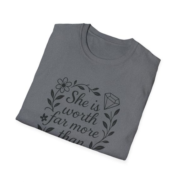 Personalized She is Worth More Than Rubies Softstyle T-Shirt - Image 101