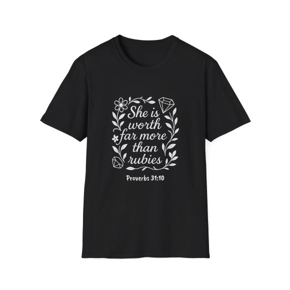 Personalized She is Worth More Than Rubies Softstyle T-Shirt - Image 18
