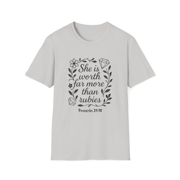 Personalized She is Worth More Than Rubies Softstyle T-Shirt - Image 34