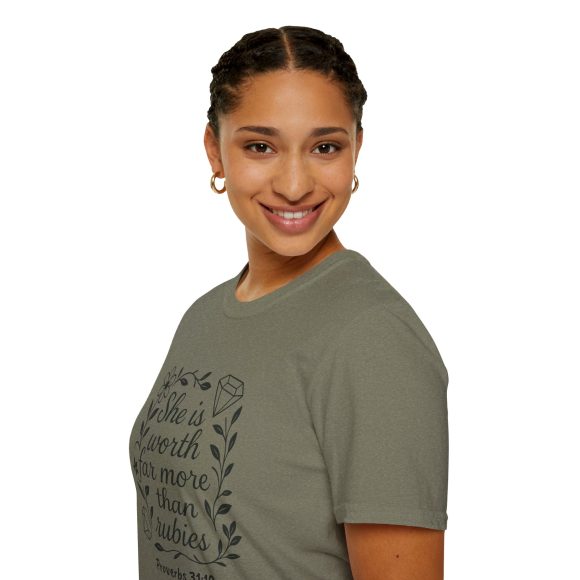 Personalized She is Worth More Than Rubies Softstyle T-Shirt - Image 96