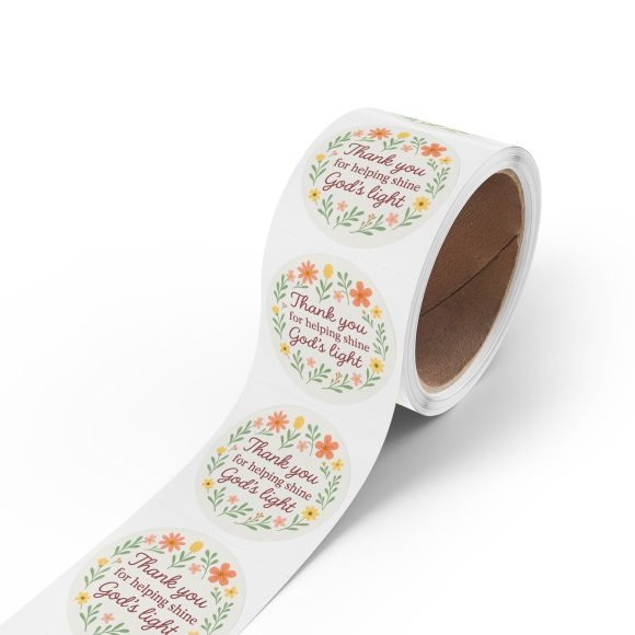 Thank You for Helping Shine God’s Light – Round Sticker Roll for Small Christian Business Packaging - Image 2
