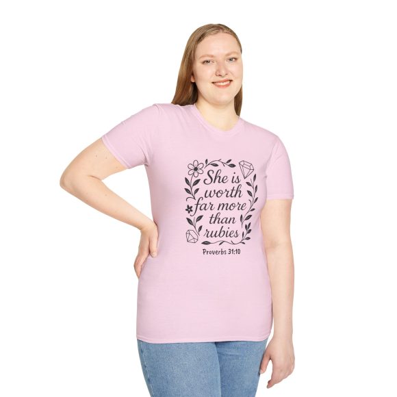 Personalized She is Worth More Than Rubies Softstyle T-Shirt