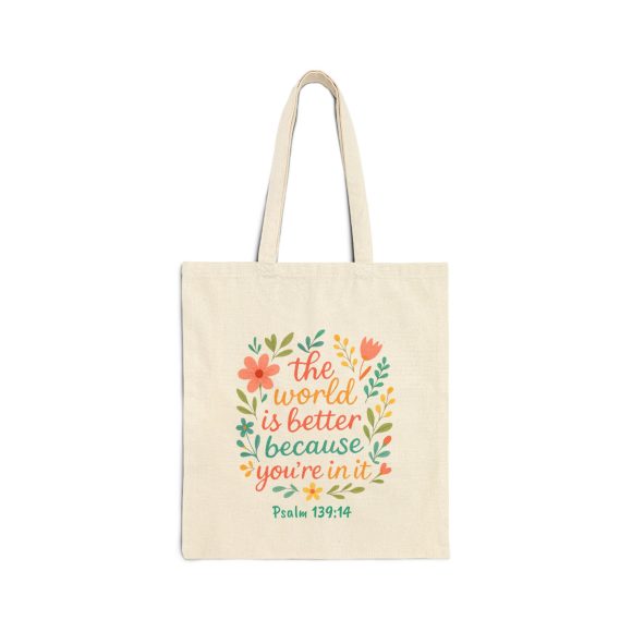 Personalized The World Is Better Because You’re In It Cotton Canvas Tote Bag - Image 9
