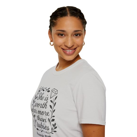 Personalized She is Worth More Than Rubies Softstyle T-Shirt - Image 40