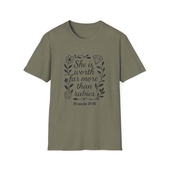 Personalized She is Worth More Than Rubies Softstyle T-Shirt - Image 90