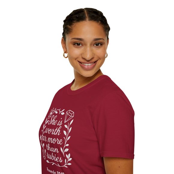 Personalized She is Worth More Than Rubies Softstyle T-Shirt - Image 72