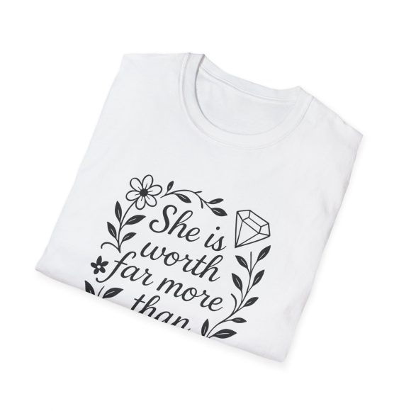Personalized She is Worth More Than Rubies Softstyle T-Shirt - Image 12