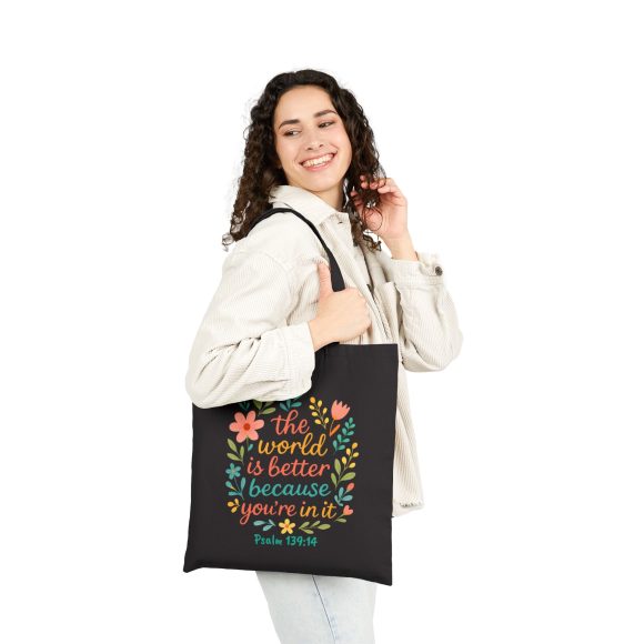 Personalized The World Is Better Because You’re In It Cotton Canvas Tote Bag - Image 3