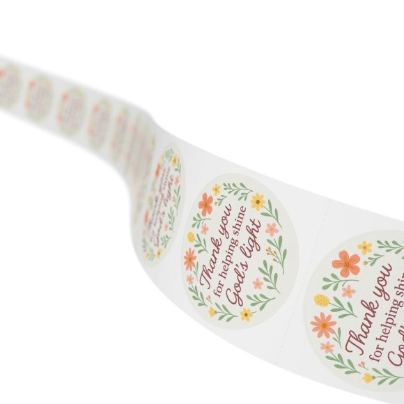 Thank You for Helping Shine God’s Light – Round Sticker Roll for Small Christian Business Packaging - Image 5