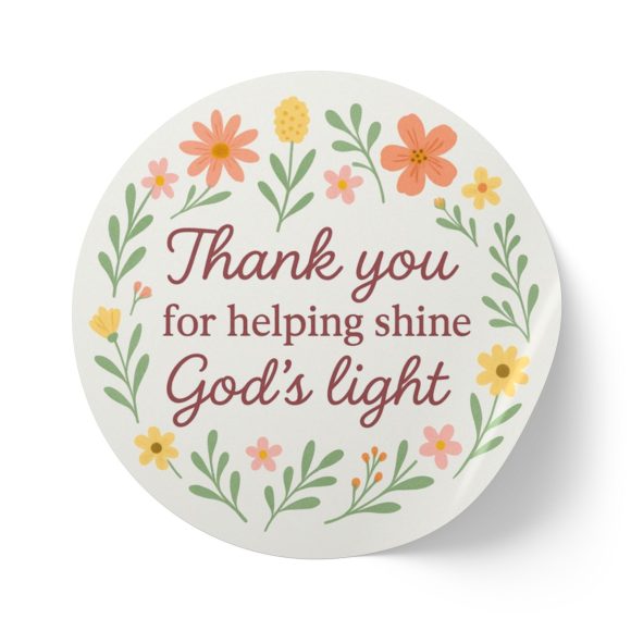 Thank You for Helping Shine God’s Light – Round Sticker Roll for Small Christian Business Packaging - Image 36