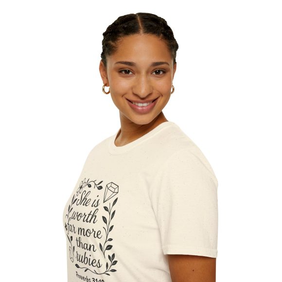 Personalized She is Worth More Than Rubies Softstyle T-Shirt - Image 48