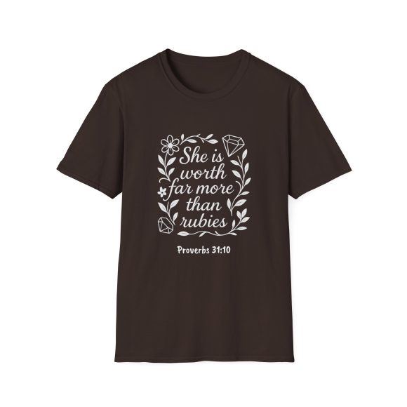 Personalized She is Worth More Than Rubies Softstyle T-Shirt - Image 82