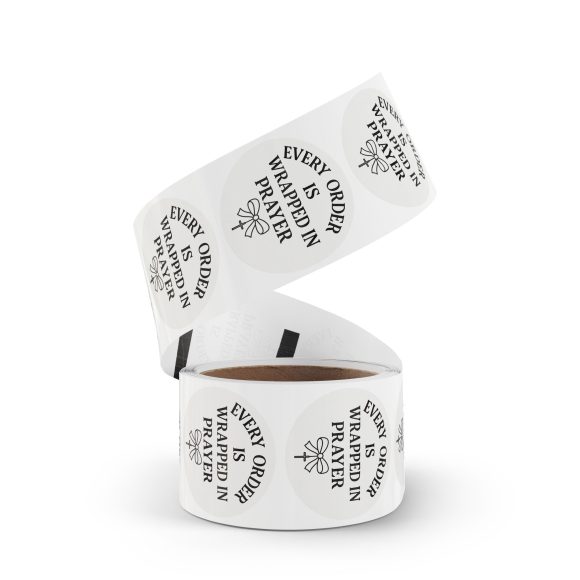 "Every Order is Wrapped in Prayer" – Round Sticker Roll for Small Christian Business Packaging - Image 3