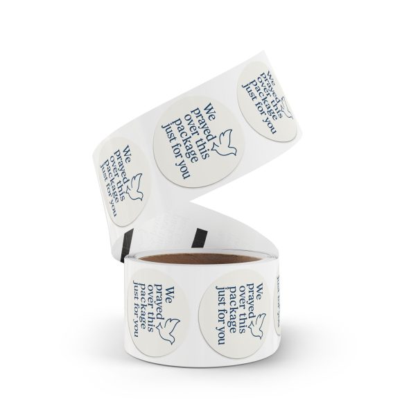 We Prayed Over This Package Just For You – Round Sticker Roll for Small Christian Business Packaging - Image 3