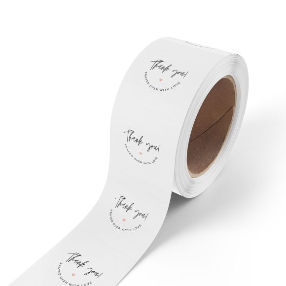 “Thank You! Prayed Over with Love” – Round Sticker Label Roll for Christian Small Business Packaging - Image 37
