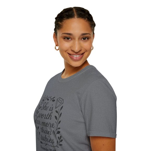 Personalized She is Worth More Than Rubies Softstyle T-Shirt - Image 104