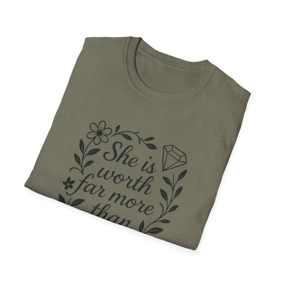 Personalized She is Worth More Than Rubies Softstyle T-Shirt - Image 93
