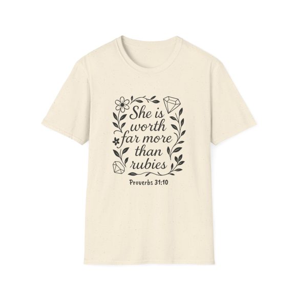 Personalized She is Worth More Than Rubies Softstyle T-Shirt - Image 42