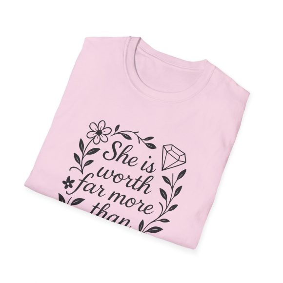 Personalized She is Worth More Than Rubies Softstyle T-Shirt - Image 5