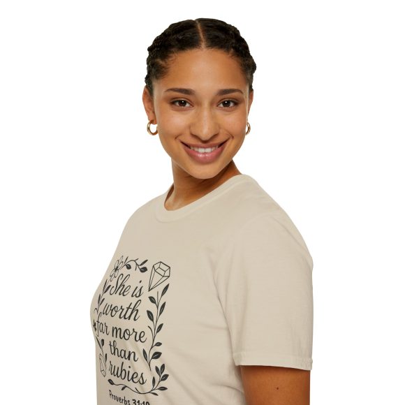 Personalized She is Worth More Than Rubies Softstyle T-Shirt - Image 32