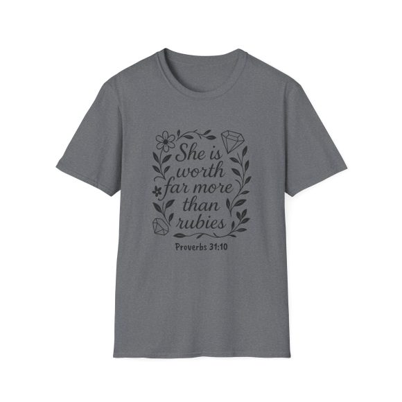 Personalized She is Worth More Than Rubies Softstyle T-Shirt - Image 98