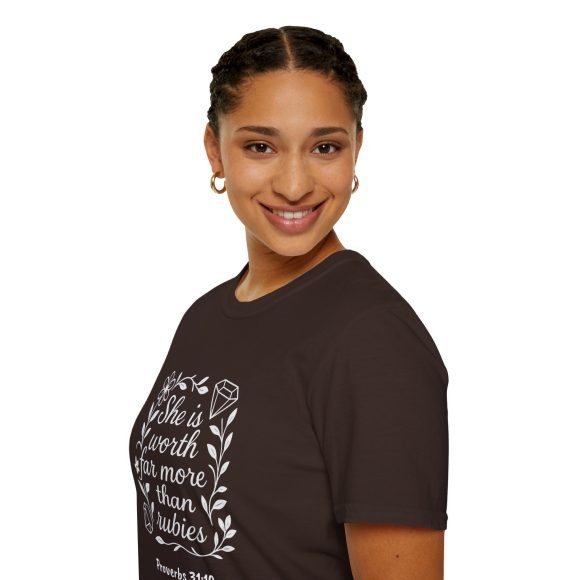 Personalized She is Worth More Than Rubies Softstyle T-Shirt - Image 88