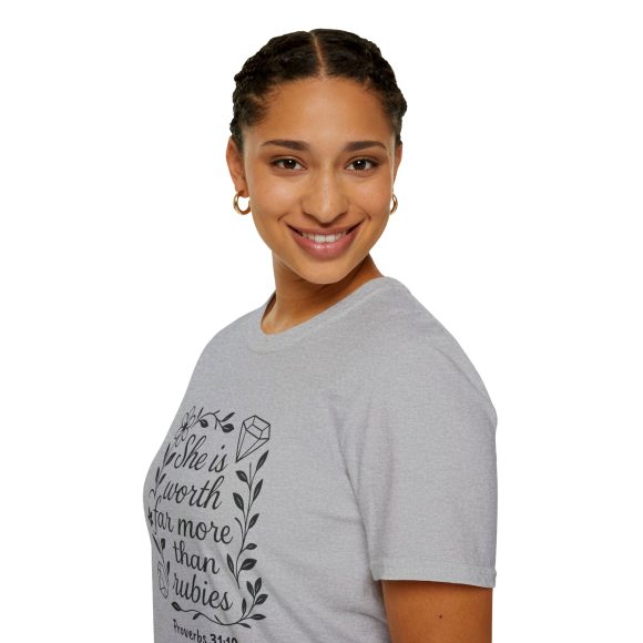 Personalized She is Worth More Than Rubies Softstyle T-Shirt - Image 80