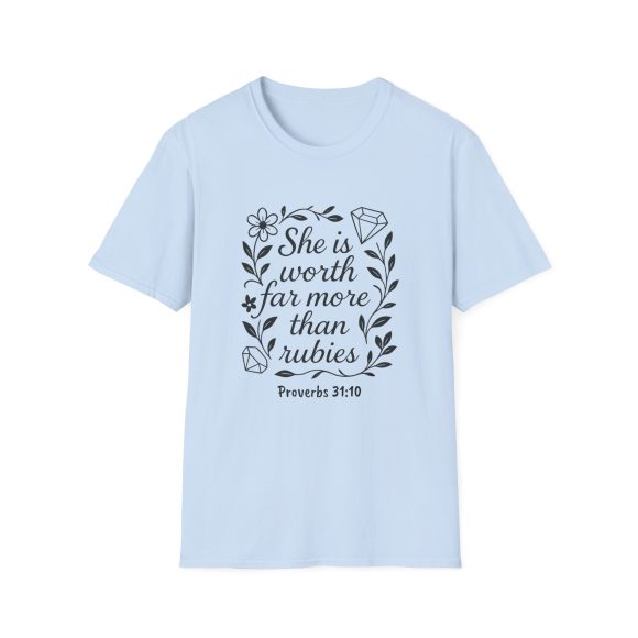 Personalized She is Worth More Than Rubies Softstyle T-Shirt - Image 58
