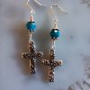 Floral Cross Earrings with Apatite Gemstone - Image 3