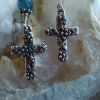 Floral Cross Earrings with Apatite gemstone