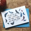 Bible verse card, He will cover you with His wings. Christian sympathy card.