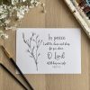 Psalm 4:8. A beautiful hand-lettered print illustrated with delicate watercolour flowers.