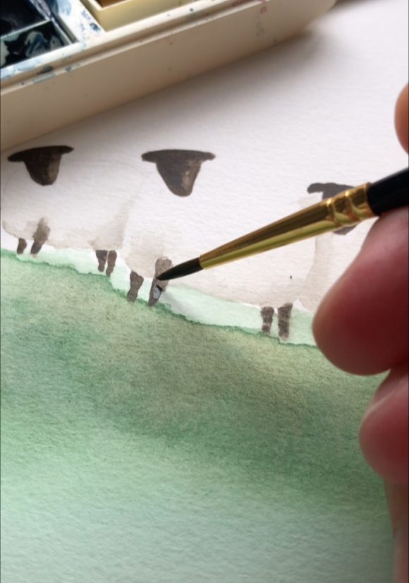 Psalm 23. A beautiful hand-lettered print illustrated with watercolour sheep. - Image 2