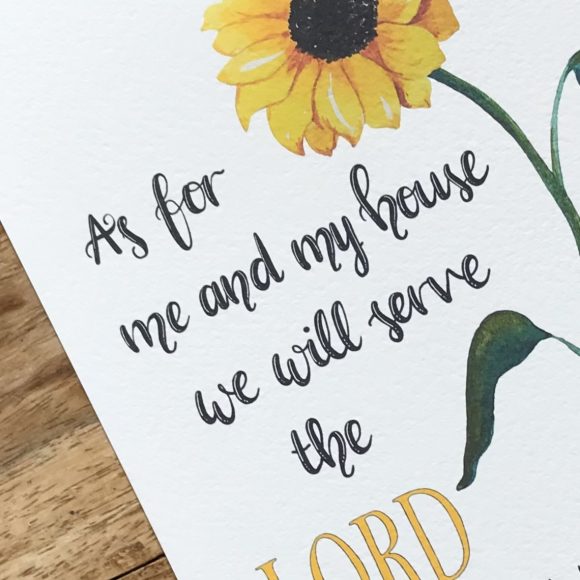 As for me and my house we will serve the Lord, Joshua 24:15. Beautiful hand-lettered bible verse print. - Image 2