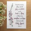 May the God of hope fill you with all joy & peace. Romans 15. A beautiful hand-lettered bible verse print.
