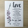 Personalised wedding and anniversary print featuring the beautiful words from 1 Corinthians 13:4-8