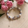 Handmade silver cross bracelet with floral beads and freshwater pearls – Christian jewelry gift for women