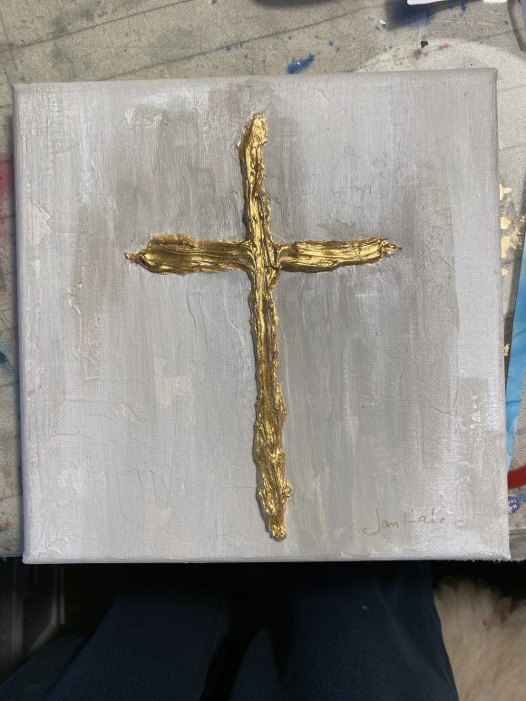 Original Art "Our Hope" Cross Canvas by Jan Hale