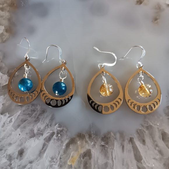 Citrine, Apatite Moon Phase Earrings