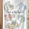 Fruit of the Spirit Blanket Christian Bible Verse Throw with Floral Fruits, Inspirational Faith Gift, Galatians 5:22-23 Scripture Home Decor
