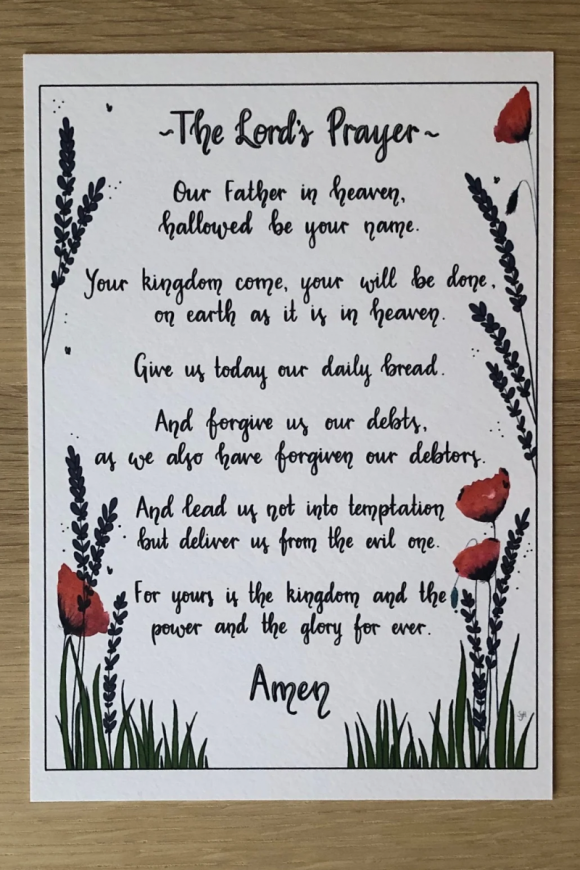 The Lord's Prayer. A beautiful hand-lettered print.