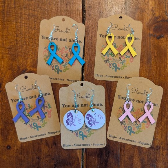 You are not alone ribbon earrings.